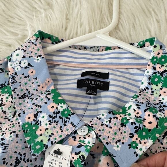 Talbots Blue Floral Button Down Shirt Size 20W NWT - Picture 9 of 12